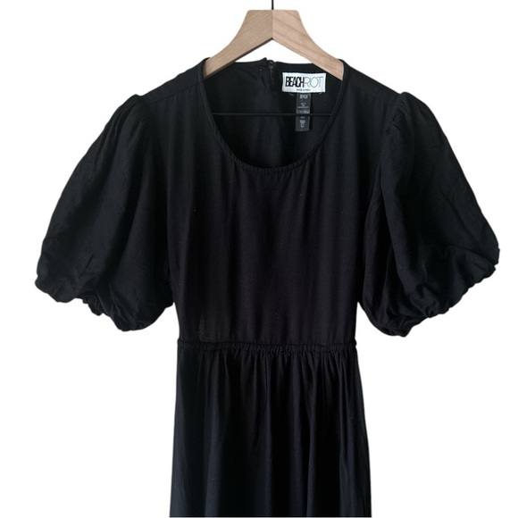 Beach Riot Weston Cutout Puff Sleeve Back Linen Blend Maxi Dress - Black - Large - Picture 5 of 11